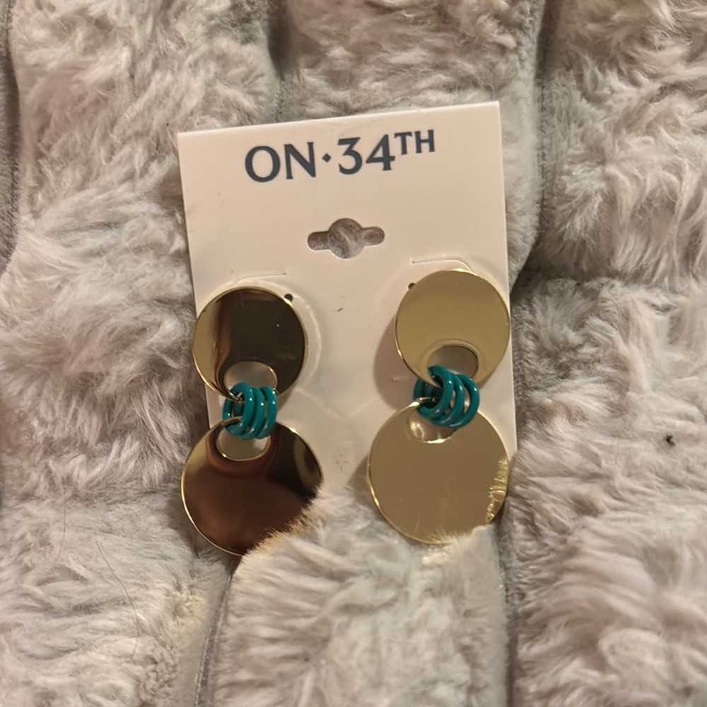 Gold and Teal Statement Earrings